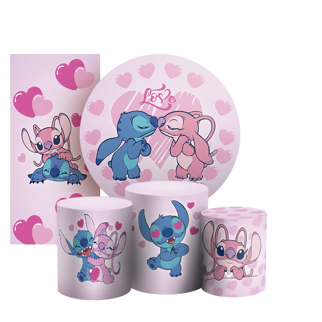 Arte Digital Painel de Festa - Lilo Stitch Angel 804039