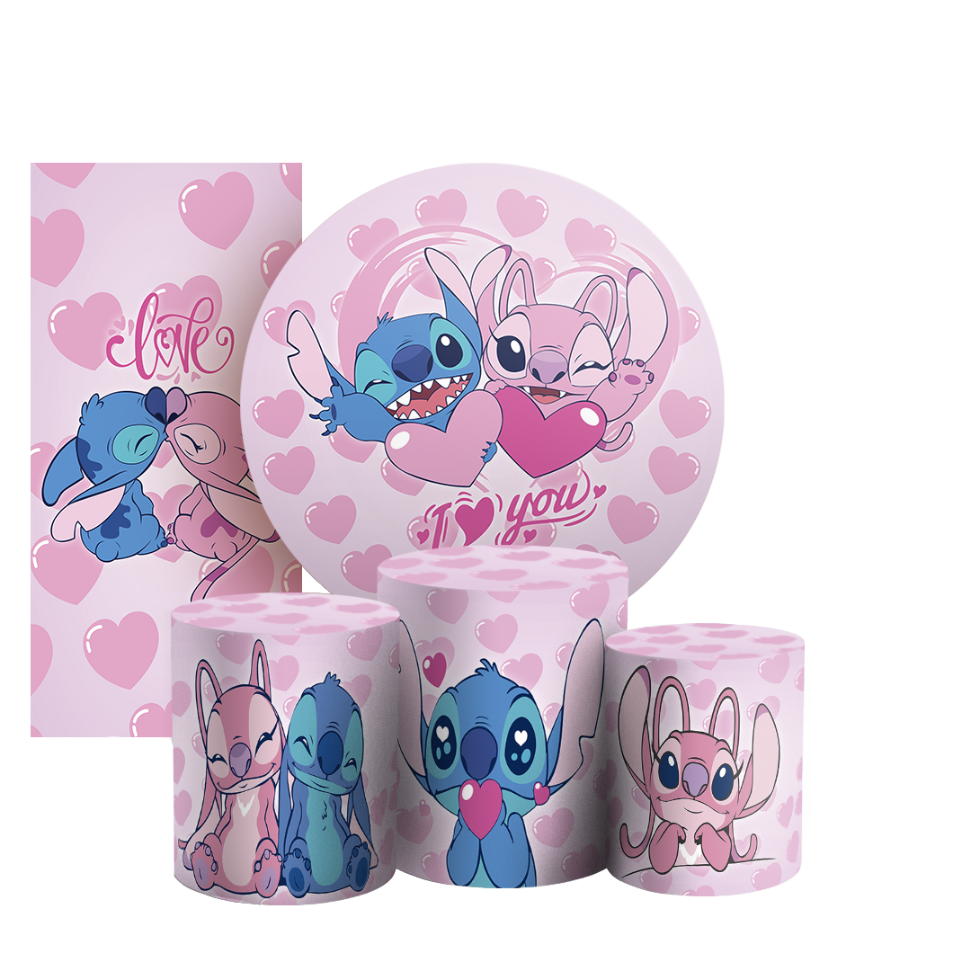 Arte Digital Painel de Festa - Lilo Stitch Angel 804040