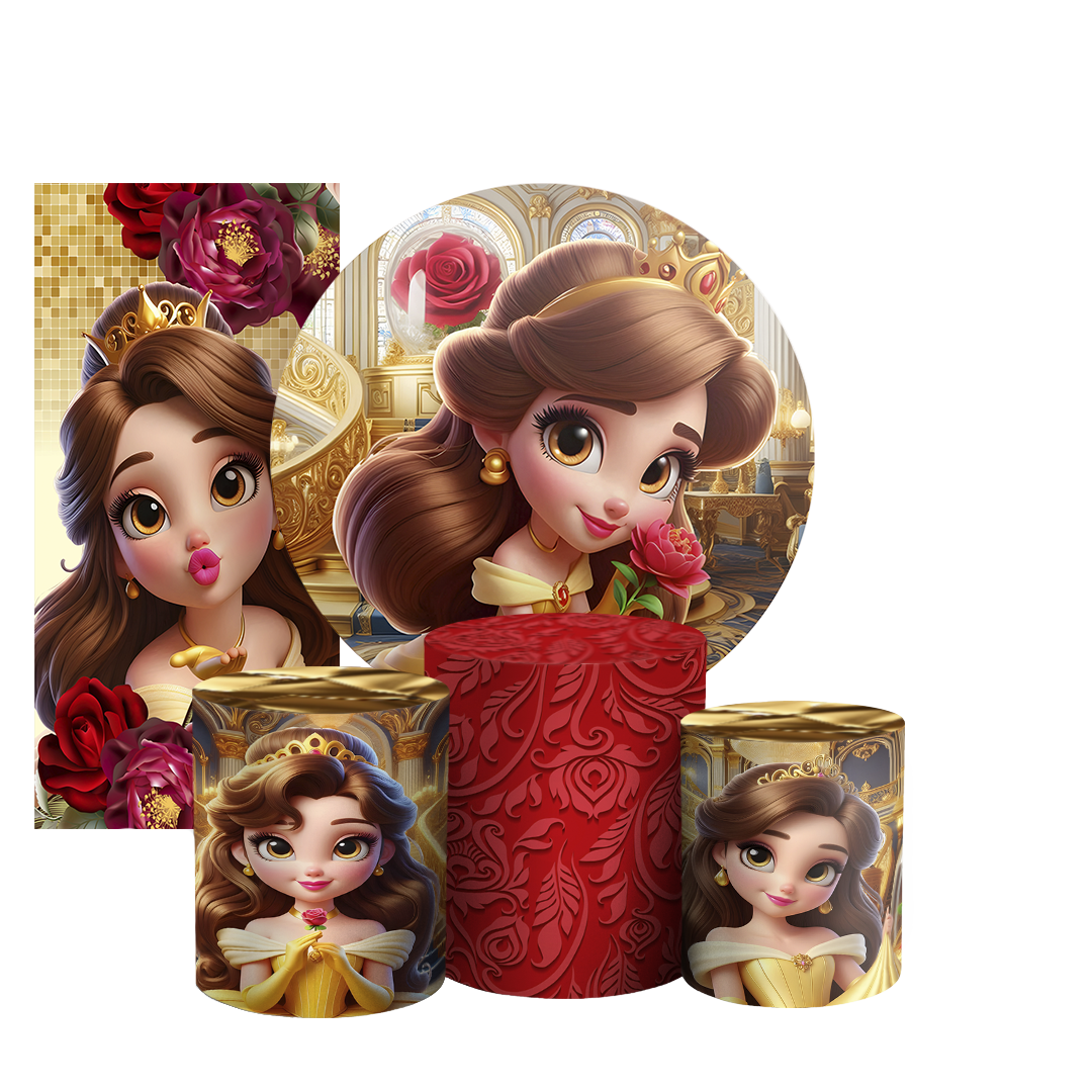 Arte Digital Painel de Festa - Princesa Bela 804087