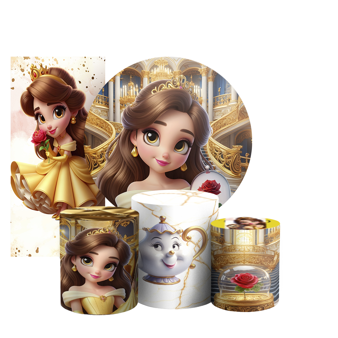 Arte Digital Painel de Festa - Princesa Bela 804088