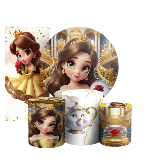 Arte Digital Painel de Festa - Princesa Bela 804088