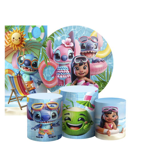 Arte Digital Painel de Festa - Stitch Pool Party 804142