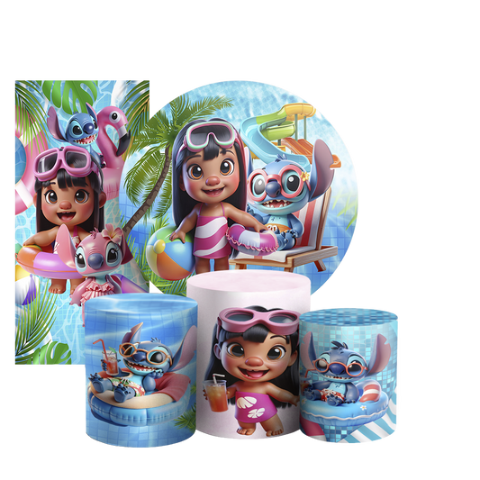 Arte Digital Painel de Festa - Stitch Pool Party 804145