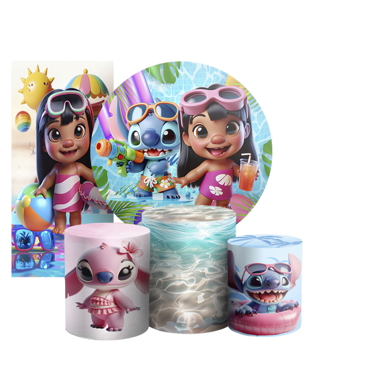 Arte Digital Painel de Festa - Stitch Pool Party 804147