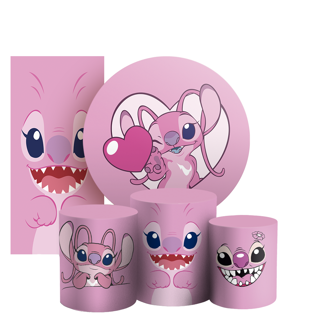 Arte Digital Painel de Festa - Lilo Stitch Angel 804352