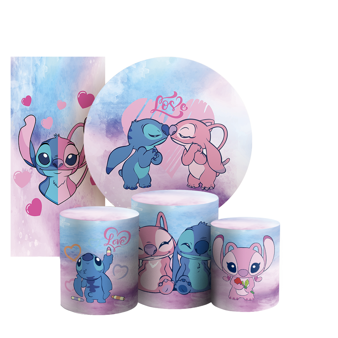 Arte Digital Painel de Festa - Lilo Stitch Angel 804355