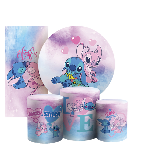 Arte Digital Painel de Festa - Lilo Stitch Angel 804356
