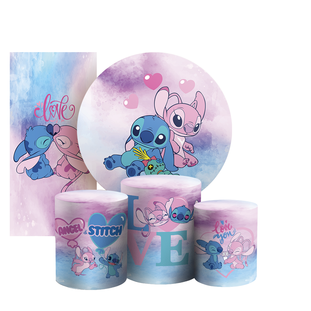 Arte Digital Painel de Festa - Lilo Stitch Angel 804356
