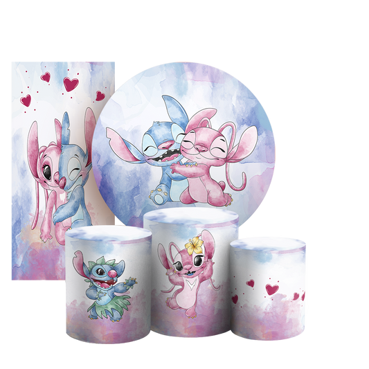 Arte Digital Painel de Festa - Lilo Stitch Angel 804357