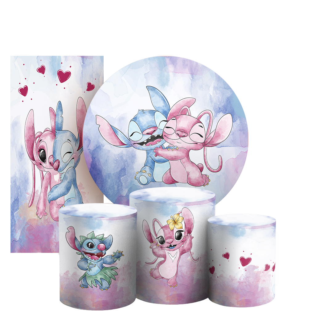 Arte Digital Painel de Festa - Lilo Stitch Angel 804357