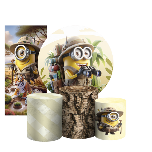 Arte Digital Painel de Festa - Minions Safari 804408