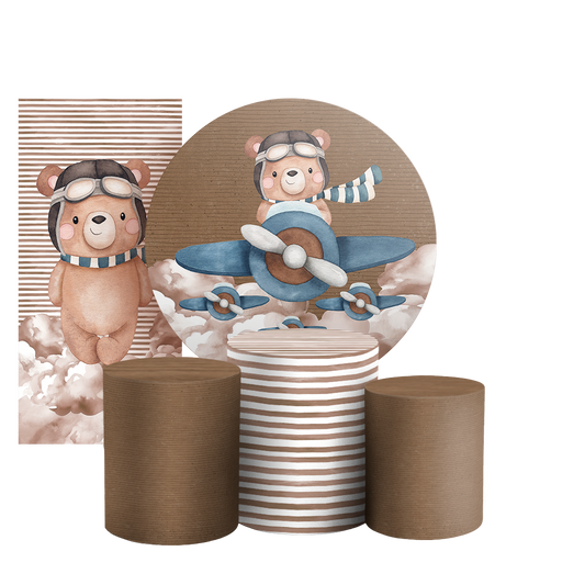 Arte Digital Painel de Festa - Ursinho Aviador 804467