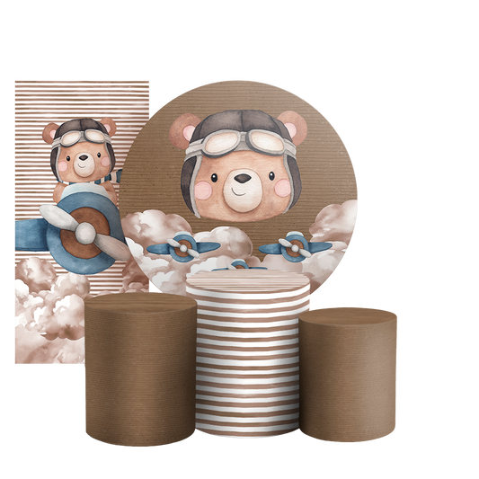 Arte Digital Painel de Festa - Ursinho Aviador 804575