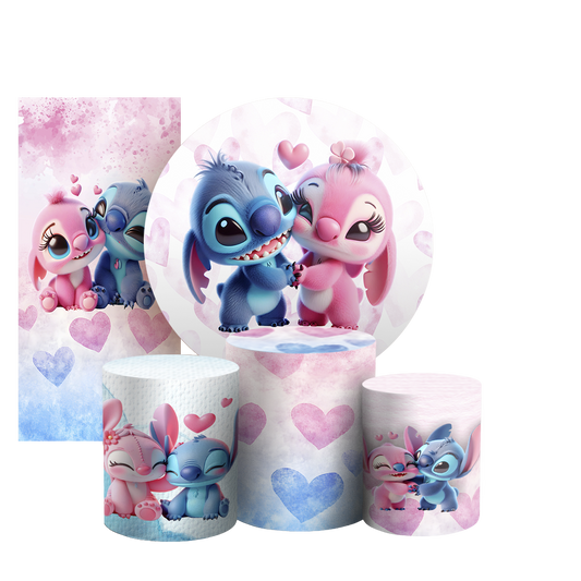 Arte Digital Painel de Festa - Lilo Stitch Angel 804647