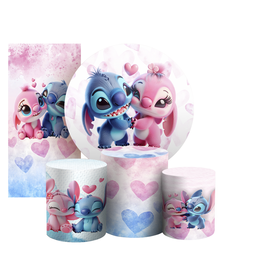 Arte Digital Painel de Festa - Lilo Stitch Angel 804647