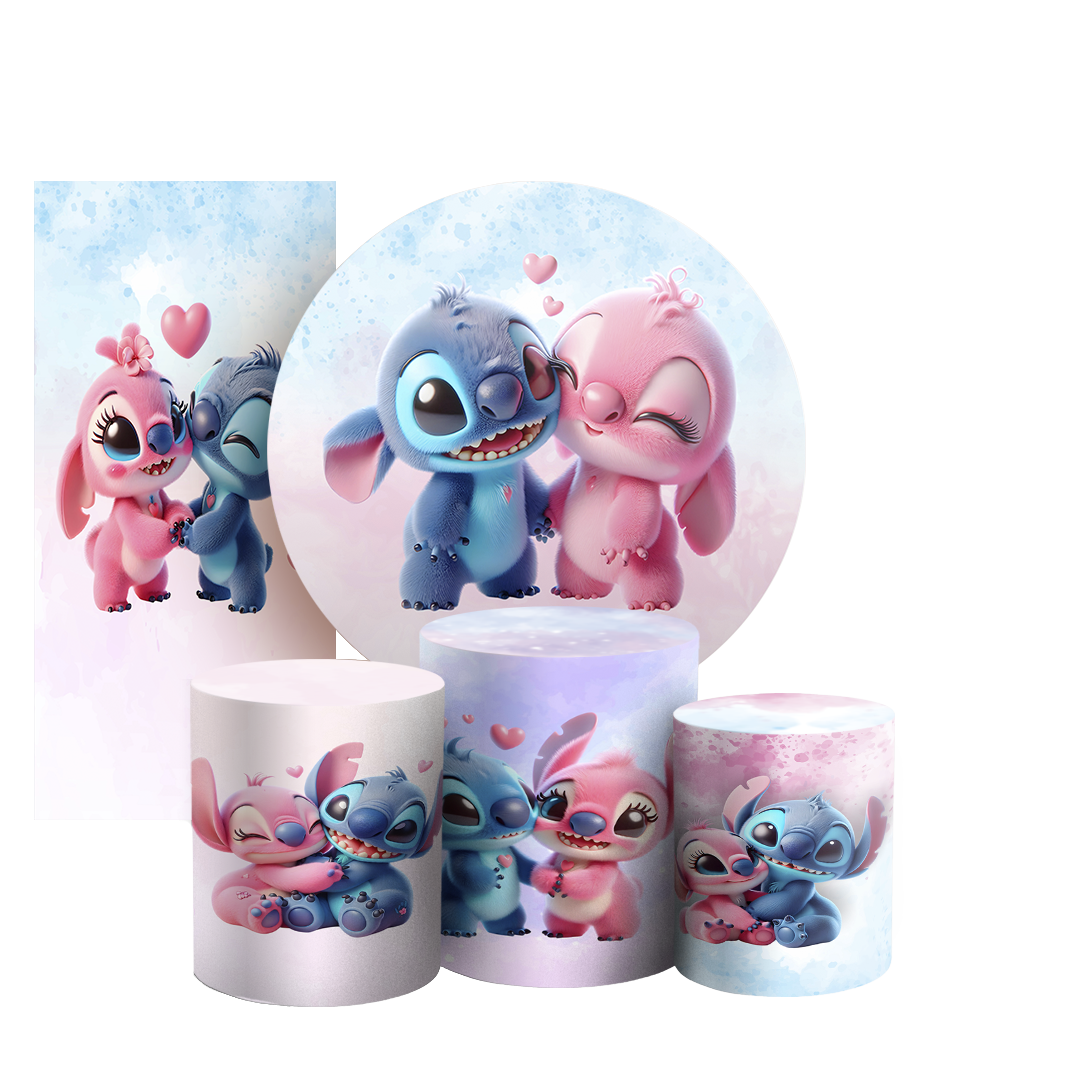 Arte Digital Painel de Festa - Lilo Stitch Angel 804648