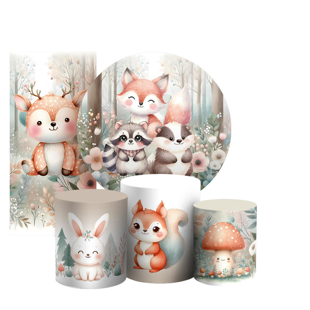 Arte Digital Painel de Festa - Animais Bosque Encantado 804668