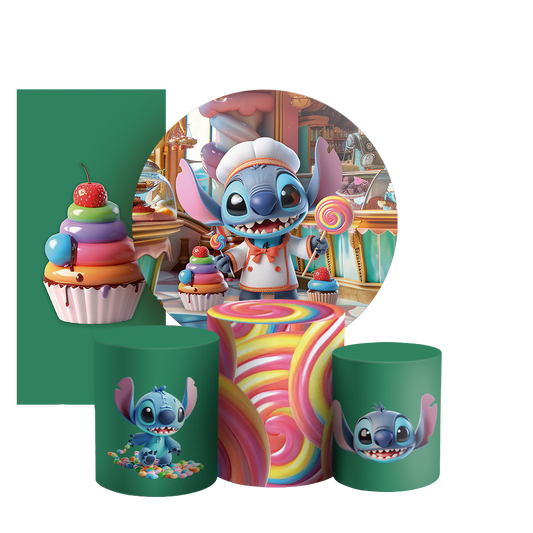 Arte Digital Painel de Festa - Stitch Confeiteiro 804713