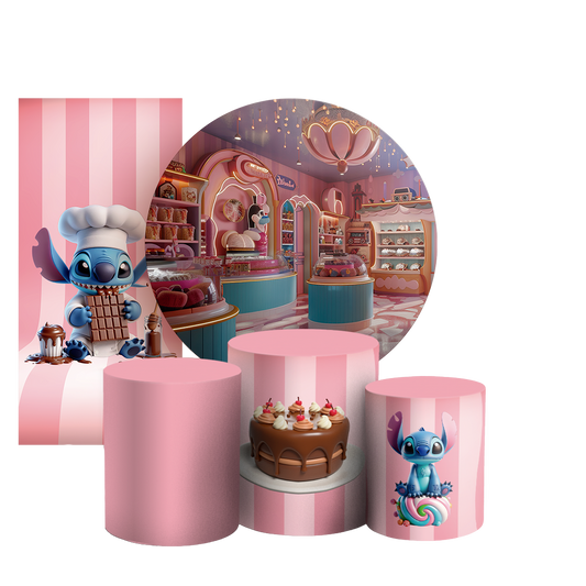 Arte Digital Painel de Festa - Stitch Confeiteiro 804715