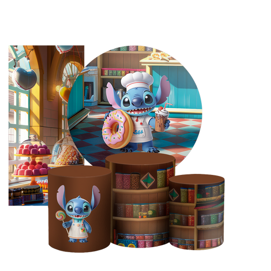 Arte Digital Painel de Festa - Stitch Confeiteiro 804716