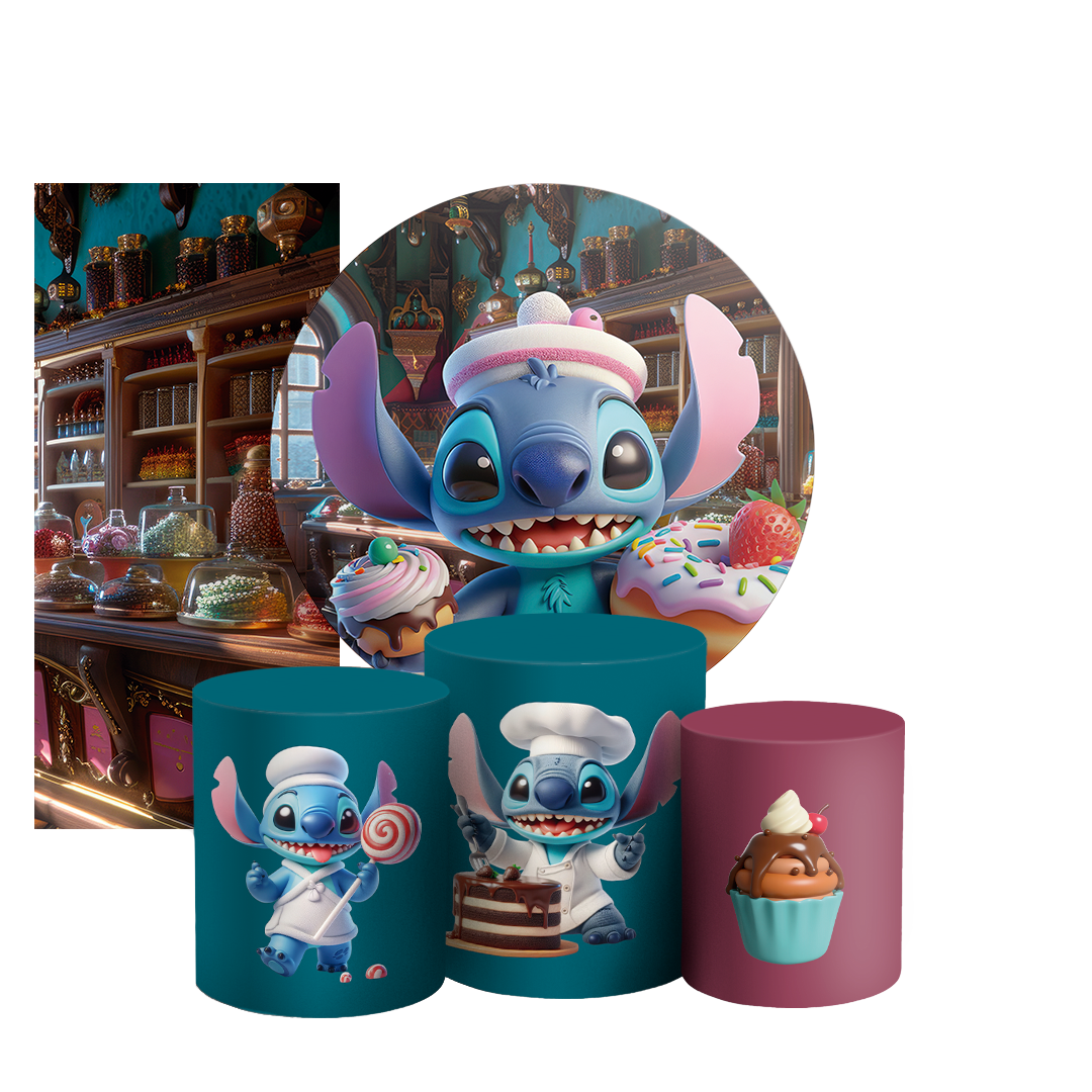 Arte Digital Painel de Festa - Stitch Confeiteiro 804718
