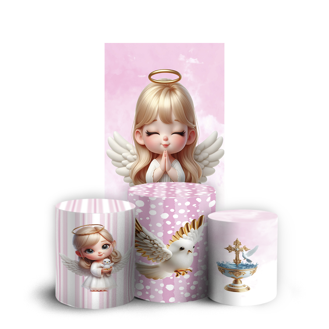 Arte Digital Painel de Festa - Anjos Batismo 804795