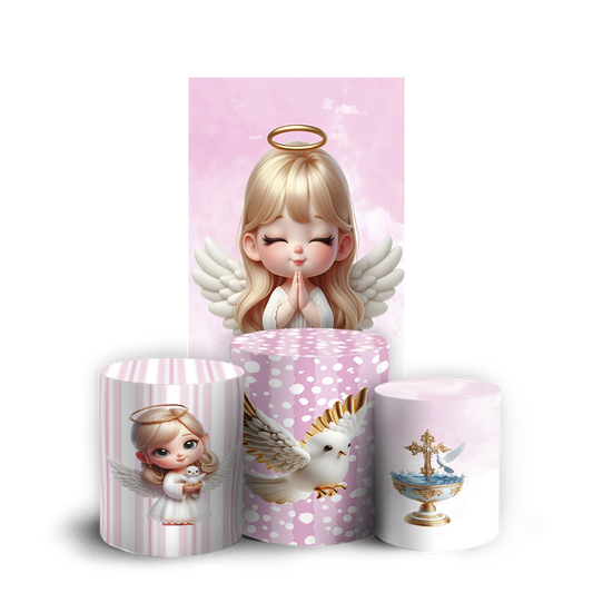 Arte Digital Painel de Festa - Anjos Batismo 804795