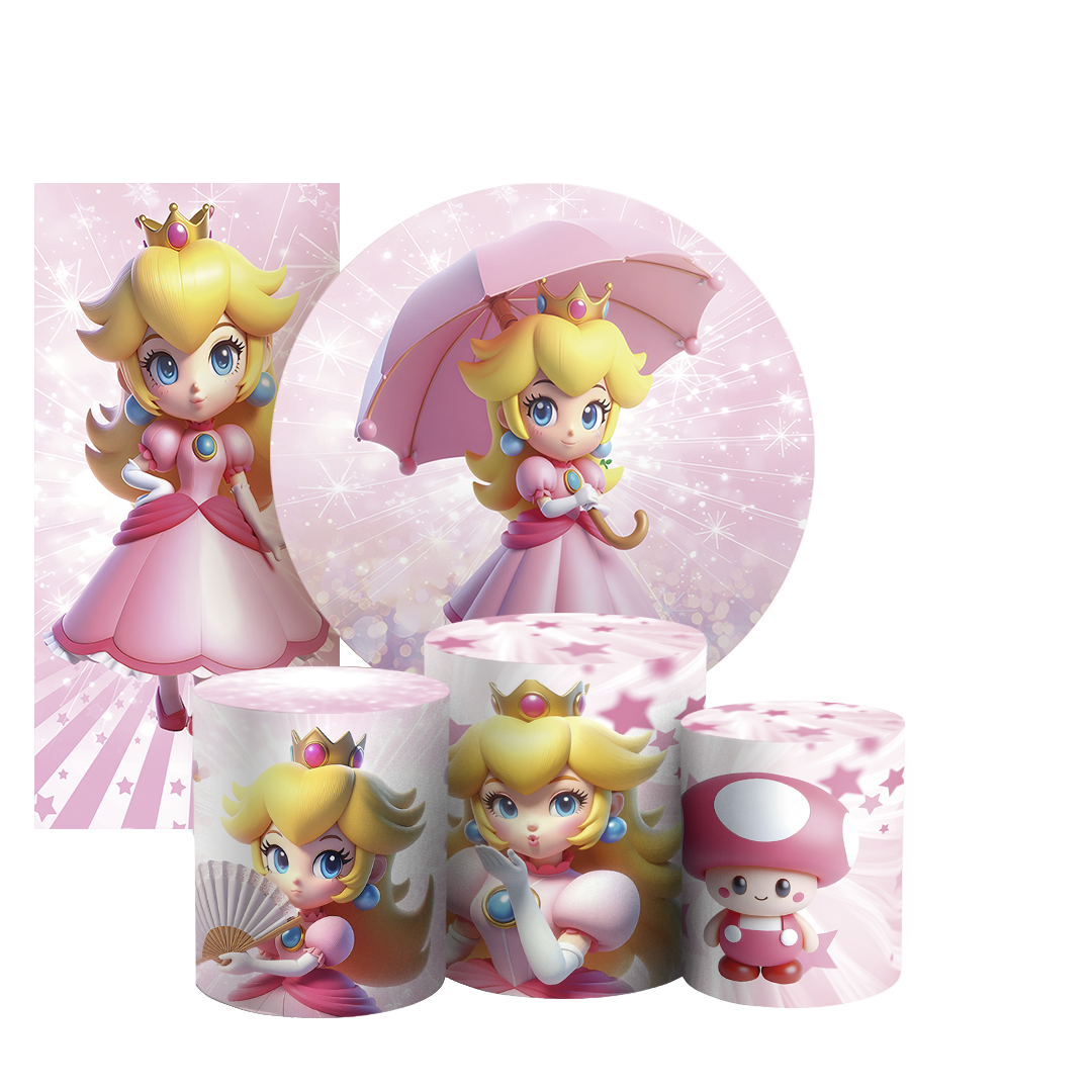 Arte Digital Painel de Festa - Princesa Peach Super Mario 805006