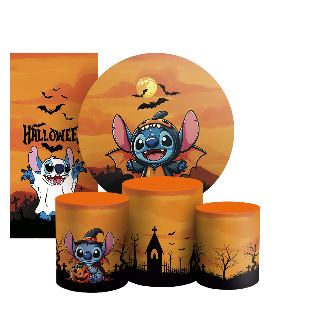 Arte Digital Painel de Festa - Stitch Dia das Bruxas Halloween 805356