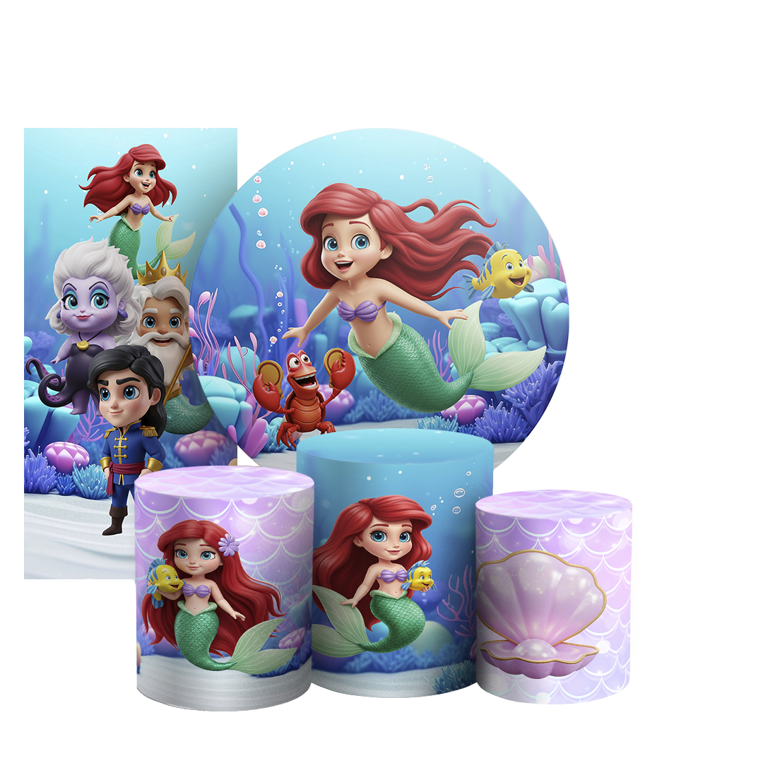 Arte Digital Painel de Festa - Princesa Ariel Pequena Sereia 805579
