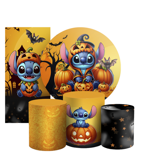 Arte Digital Painel de Festa - Stitch Halloween 805821